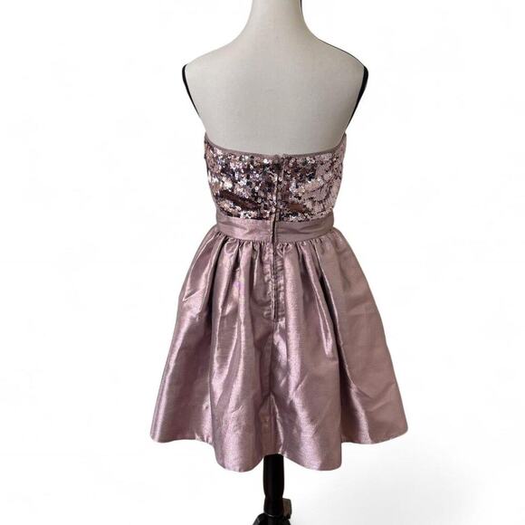 y2k vtg. BETSEY JOHNSON Pink Sequin Bow Strapless mini Party‎ Dress 8 medium. - Picture 6 of 8